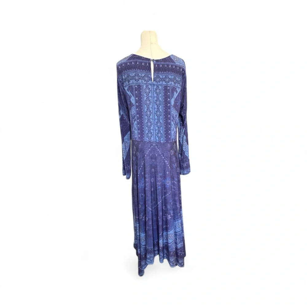 🆕 💙🌸 NWOT SOFT SURROUNDINGS Sitarra Blue Floral Jersey Knit Maxi Dress | Sz M - Picture 7 of 11